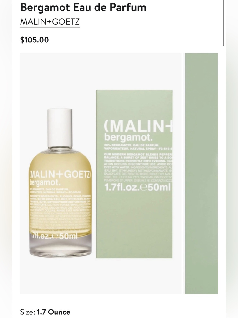 MALIN+GOETZ Bergamot Body Oil — Light Yellow